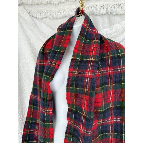 VTG James Pringle Weavers Clan Red Tartan Plaid 100% Lambs Wool Scarf Scotland - Picture 3 of 5